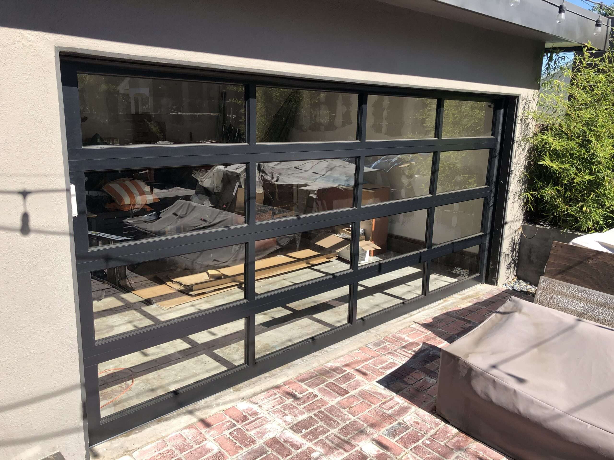 Newly installed residential garage door enhancing curb appeal